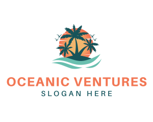 Tropical Beach Island logo design