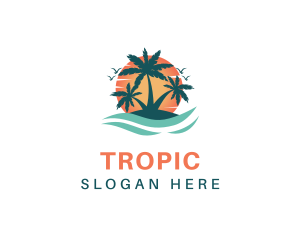 Tropical Beach Island logo design