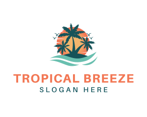 Tropical Beach Island logo design