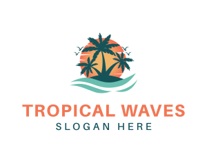 Tropical Beach Island logo design