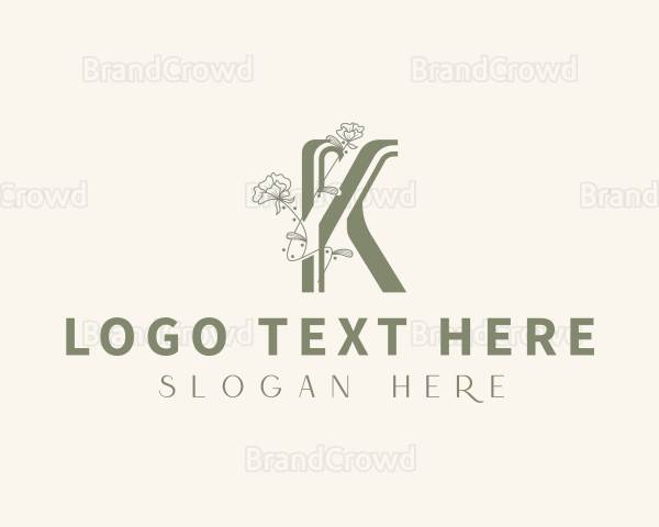 Floral Natural Beauty Letter K Logo