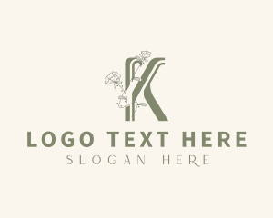 Stationery - Floral Natural Beauty Letter K logo design
