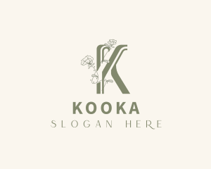 Floral Natural Beauty Letter K logo design