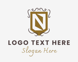 Ancient - Royal Knight Shield Letter N logo design