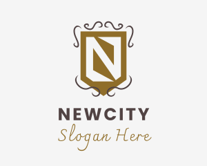 Royal Knight Shield Letter N logo design