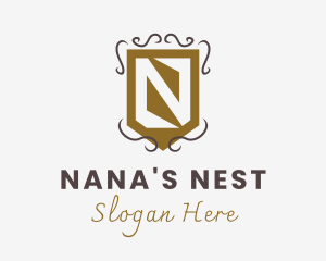 Royal Knight Shield Letter N logo design