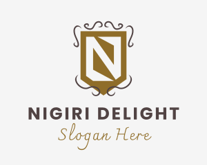 Royal Knight Shield Letter N logo design