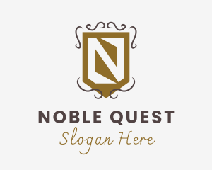 Royal Knight Shield Letter N logo design