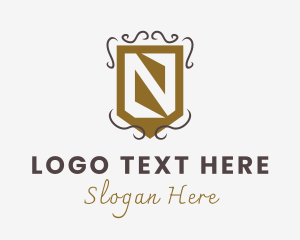 Fighting - Royal Knight Shield Letter N logo design