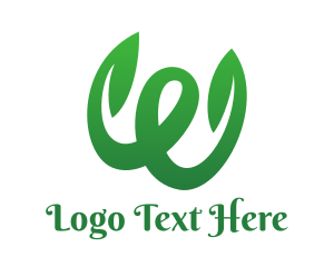 Herbal - Green W Swoosh Stroke logo design