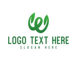 Vines - Green Letter W Leaves logo design