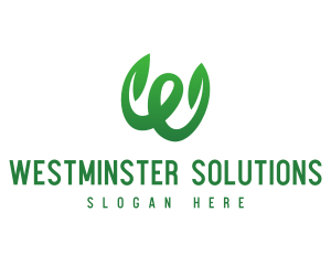 Green Letter W Leaves logo design