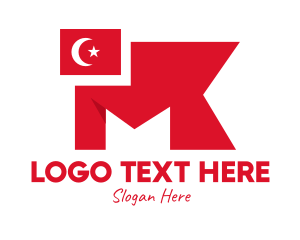 National - Turkey Flag Monogram logo design