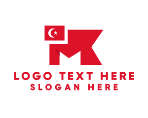 Europe - Turkey Flag Letter M logo design