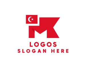 Nation - Turkey Flag Letter M logo design