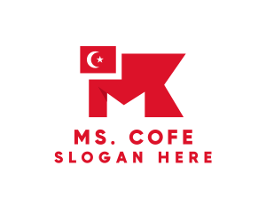 Turkey Flag Letter M logo design