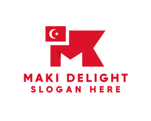 Turkey Flag Letter M logo design