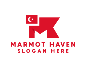 Turkey Flag Letter M logo design