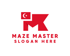 Turkey Flag Letter M logo design