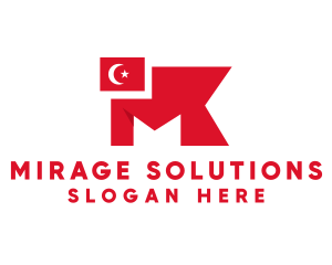 Turkey Flag Letter M logo design