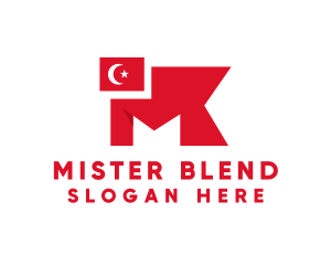 Turkey Flag Letter M logo design