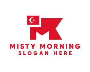 Turkey Flag Letter M logo design