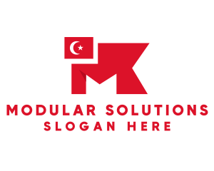 Turkey Flag Letter M logo design