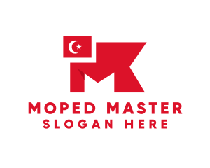 Turkey Flag Letter M logo design