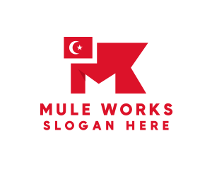 Turkey Flag Letter M logo design