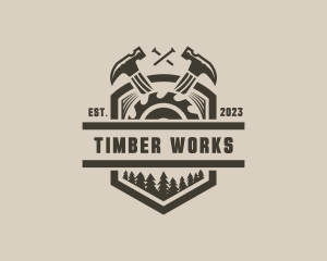 Hammer Saw Blade Woodwork logo design