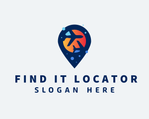 Airplane Location Pin logo design