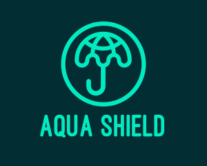 Waterproof - Green Globe Umbrella logo design