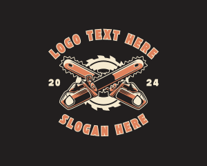 Logging - Lumberjack Chainsaw Wood logo design