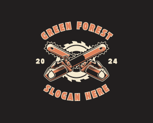 Lumberjack Chainsaw Wood logo design