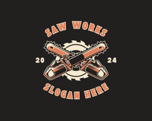 Lumberjack Chainsaw Wood logo design