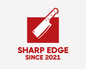 Knife - Red Cleaver Knife logo design