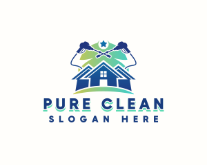 Pressure Washing House Cleaning logo design