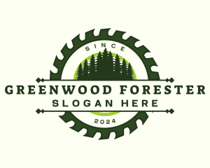 Woodwork Saw Forest logo design