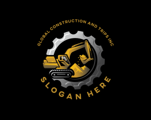 Excavate - Gear Construction Excavator logo design