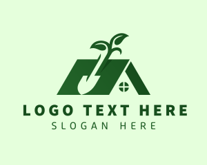 Lawn - House Landscaping Shovel logo design