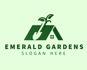 House Landscaping Shovel logo design