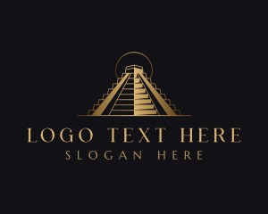 Ruins - Mayan Pyramid Landmark logo design