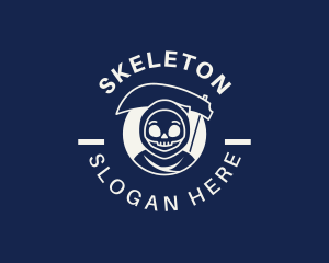 Grim Reaper Skeleton logo design