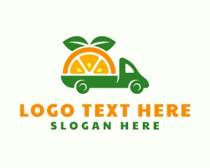 Grocery - Orange Fruit Truck logo design