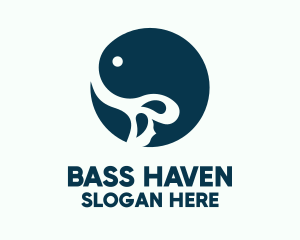 Bass - Blue Fish Circular Badge logo design