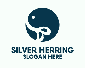 Herring - Blue Fish Circular Badge logo design