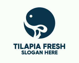 Tilapia - Blue Fish Circular Badge logo design