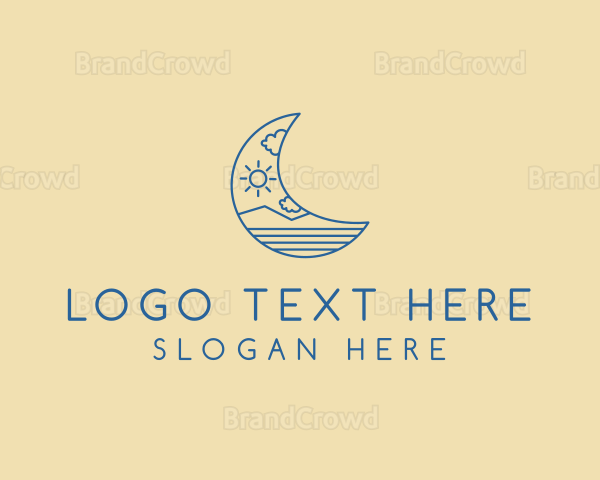 Crescent Moon Landscape Logo