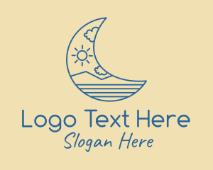 Coastal - Crescent Moon Landscape logo design
