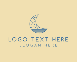 Tourism - Crescent Moon Landscape logo design